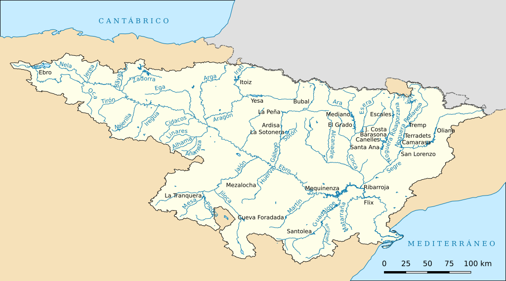 Ubicación del río Alhama en la Cuenca del Ebro.