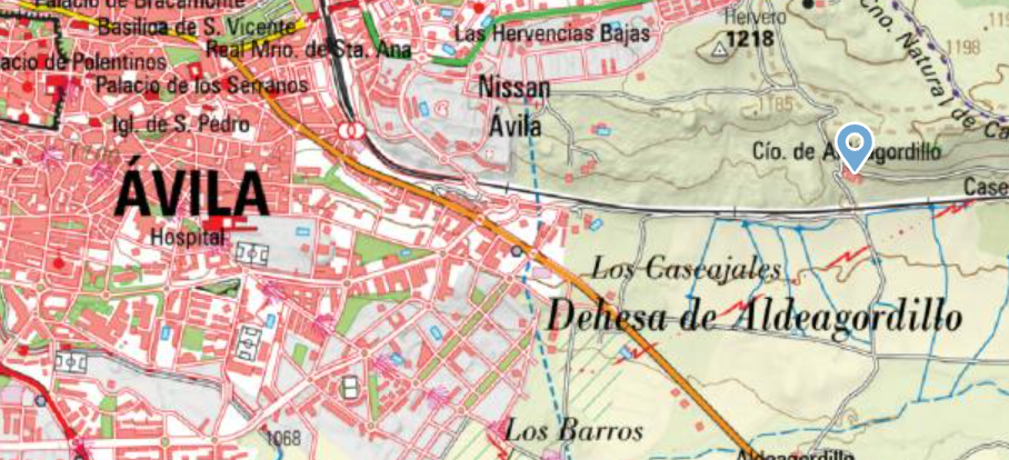 Caserío y dehesa de Aldeagordillo, Ávila. Captura de pantalla de IBERPIX, IGN (25.05.2025).