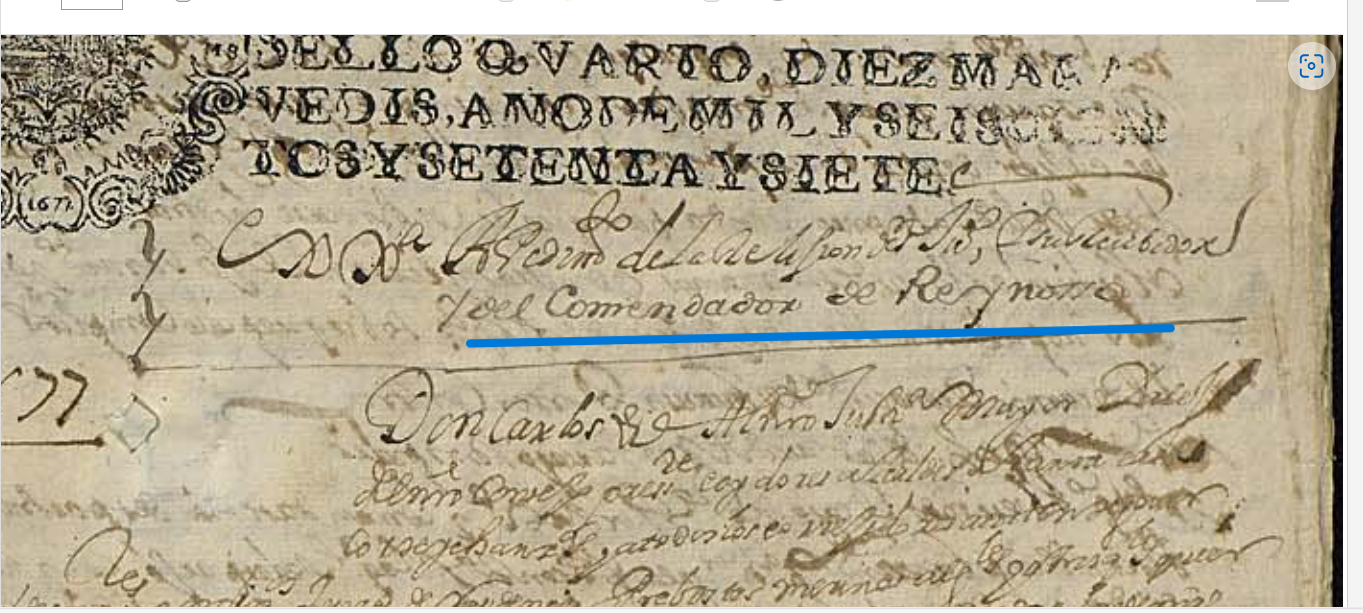 "Exx(ecutori)a a pedim(ien)to ....y del comendador de Reynosso...", Ejecutoria del pleito litigado por Fernando Herrera, receptor la Orden de San Juan de la encomienda de Reinoso de Cerrato, 1677, ARCHV, PARES.