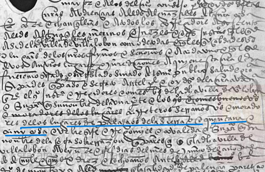 "...de los lugares de Palacios de la Sierra e de Quintanar e Canycosa...", Ejecutoria del pleito litigado por el concejo, justicia y regimiento de Villalobón (Palencia), con la Cabaña Real de carreteras de los lugares de Palacios de la Sierra, Quintanar de la Sierra, Regumiel de la Sierra, Canicosa de la Sierra y Vilviestre del Pinar, 1519, ARCHV, PARES.