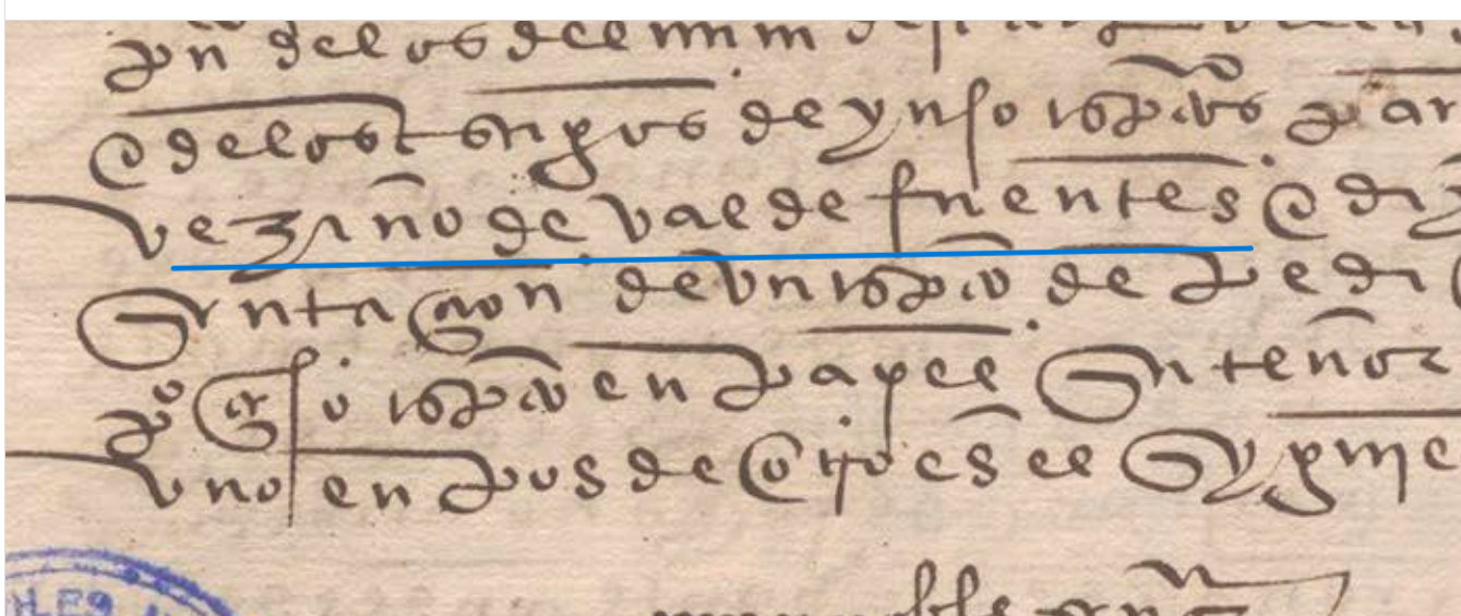 "...vezino de Valdefuentes...", Pleito litigado por Juan González, vecino de Valdefuentes (Valladolid), con Pablo Dovas, vecino de Nava del Rey (Valladolid), 1521-1522, ARCHV, PARES.