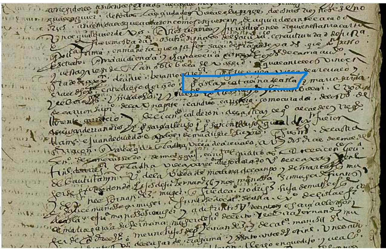 "...P(edr)o Cisla y Catalina de Cisla..", "Ejecutoria del pleito litigado por Diego Dorado, Pedro de Cisla, Catalina de Cisla, María García y consortes, vecinos de Arévalo (Ávila), 1582, ARCHV, PARES.