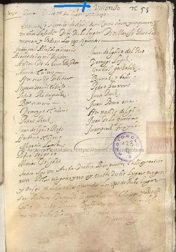 "Villorejo", Padrones de vecinos del año 1651 correspondientes a diversos lugares que empiezan por la letra V y forman parte de la antigua provincia de Burgos, 1651, ARCHV, PARES.