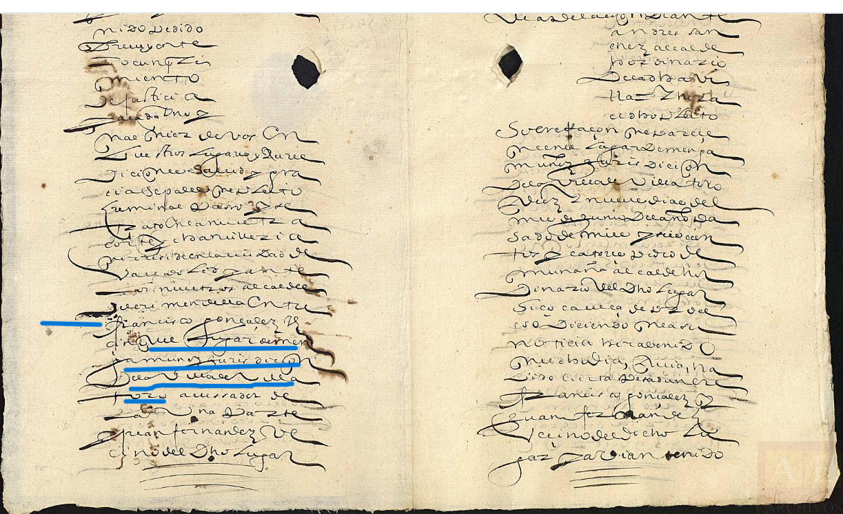 ...Francisco Gonzalez vecino del lugar de Mengamunoz jurisidizion de la villa de Villatoro.", Ejecutoria del pleito litigado por Francisco González, vecino de Mengamuñoz (Ávila), 1618, ARCHV, PARES.