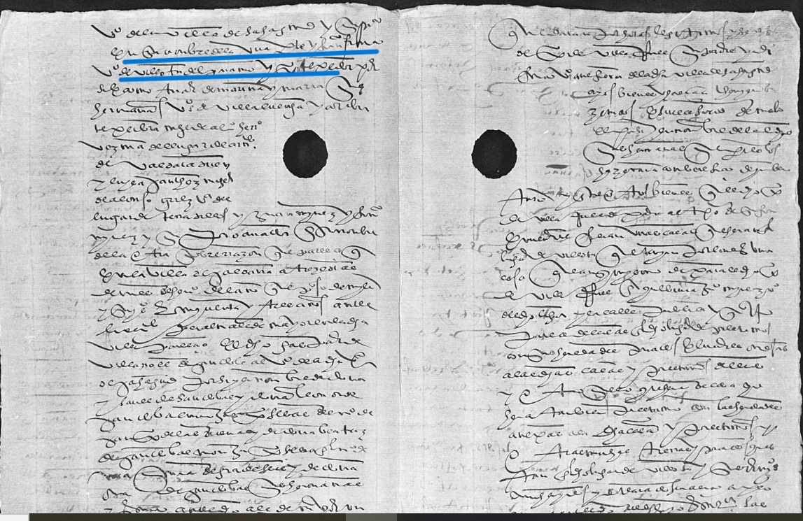 "...en nombre de la villa....e Fran(cis)co Franco, v(ecin)o de Villota del Paramo e consortes...", Ejecutoria del pleito litigado por Gaspar de Villarroel y consortes, vecinos de Sahagún (León), con Francisco Franco y consortes, vecinos de Villota del Páramo, 1558,  ARCHV, PARES.