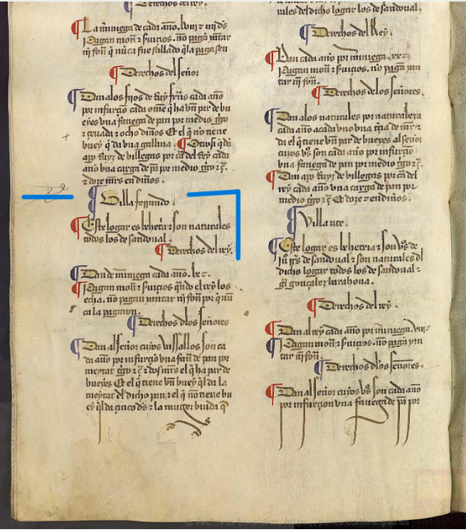 "Villa Ferrando. Este logar es behetria...", Merindad VI. Merindad de Villadiego. ca. 1351. Becerro de las Behetrías de Castilla. Copia de 1475-1499, ARCHV, PARES.