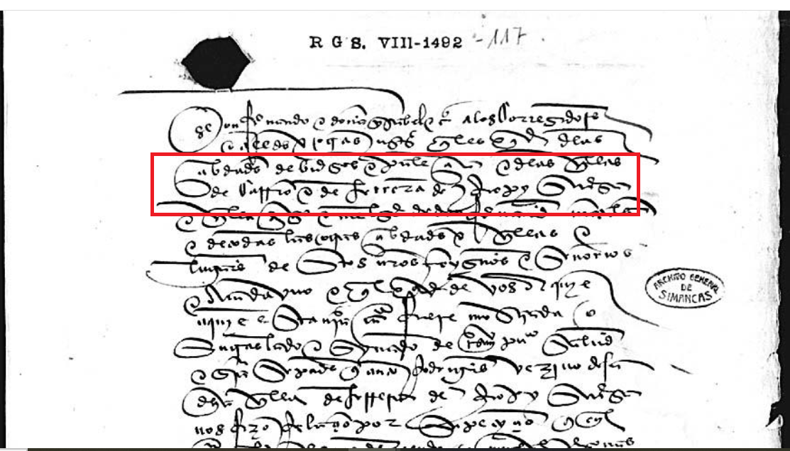 "...de las cibdades de Burgos e de Palençia e de las villas de Carrion e de Ferrera...", Incitativa a las justicias de Burgos, Palencia, Carrión, Herrera de Río Pisuerga, Villadiego, y "Melgar de don Fernand Mentales", 1492, AGS, PARES.   