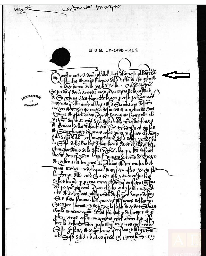 "...omes buenos de la villa de Chinchon....", Al concejo de Chinchón y al mayordomo de su iglesia, que guarden un contrato que doña Teresa de Mexía hizo con ellos, 1495, AGS, PARES.