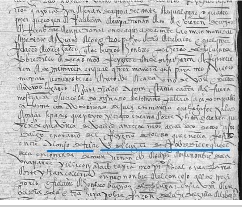 "..Alonso de Frias v(ecin)o del lugar de Robredillo que es....", Ejecutoria del pleito litigado por Alonso de Frías, vecino de Robledillo de Mohernando, 1539, ARCHV, PARES.
