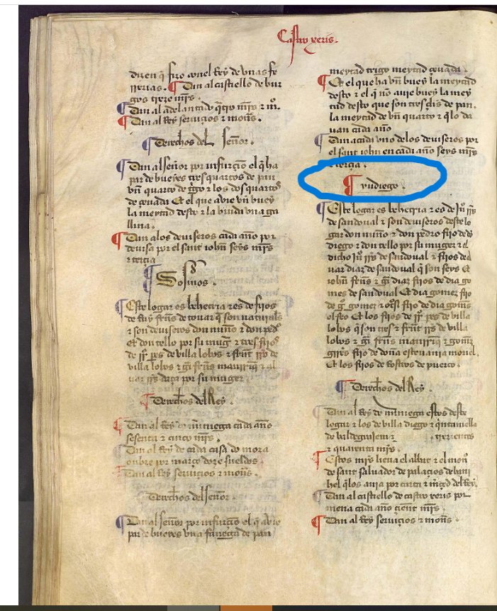 Yudiego. Este logar es behetria e es de,,,,..Libro becerro de las Behetrías. Copia de 1475-1499. ARCHV, PARES.