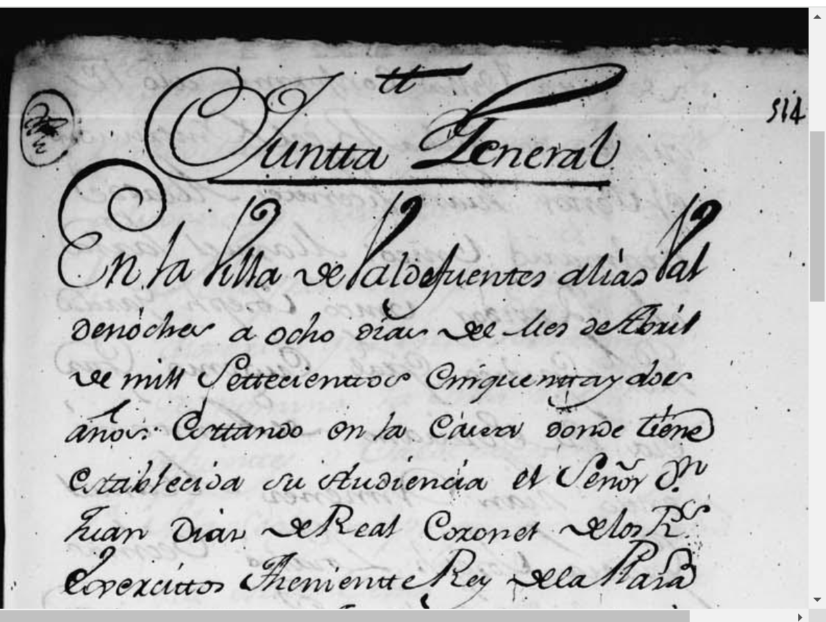 En la villa de Valdefuentes alias Valdenoches....a la primera pregunta dixeron que esta población se nomina la villa de Valdefuentes o Valdenoches...", 1752, CME, PARES.