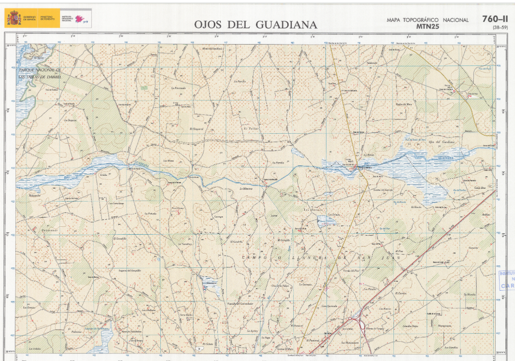 Mapa Topográfico Nacional, IGN, Ojos del Guadiana, 760-II, IGN.