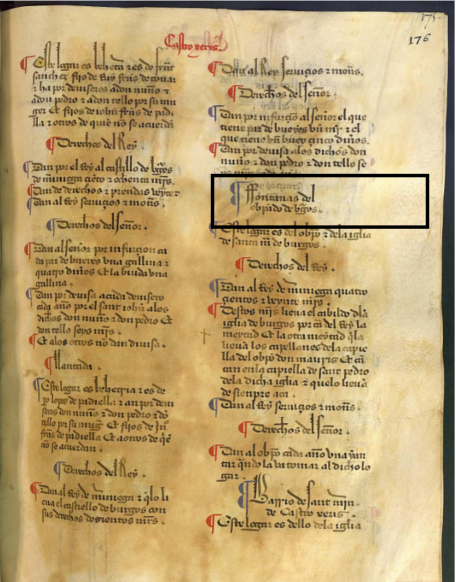 "Fontanas. Del obispo de Burgos...", Merindad XI, de Castrojeriz,  ca. 1351, LBecerroBehetrías León. Copia de 1475-1499. ARCHV, PARES.