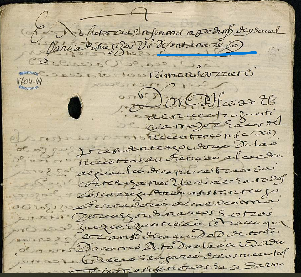 "Executoria informada a pedimiento...v(ecino)s de Fontanarejo...", Ejecutoria del pleito litigado por Isabel García, viuda de Pedro Hernández de Bodas, vecinos de Fontanarejo (Ciudad Real),1591, ARCHV, PARES