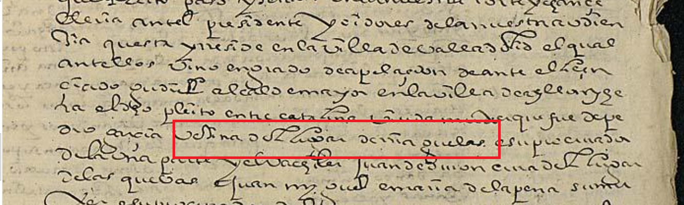 "...vezina del lugar de Riaguelas...", Ejecutoria del pleito litigado por Catalina de Andrés, viuda de Pedro García, 1595, ARCHV, PARES.