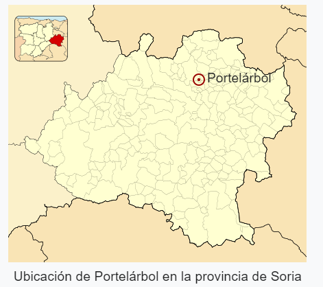 Ubicación de Portelárbol en la provincia de Soria. Fuente: Wikipedia.