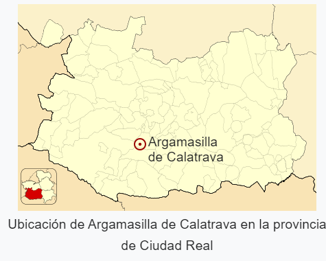 Ubicación de Argamasilla de Calatrava en la provincia de Ciudad Real. Fuente: Wikipedia.