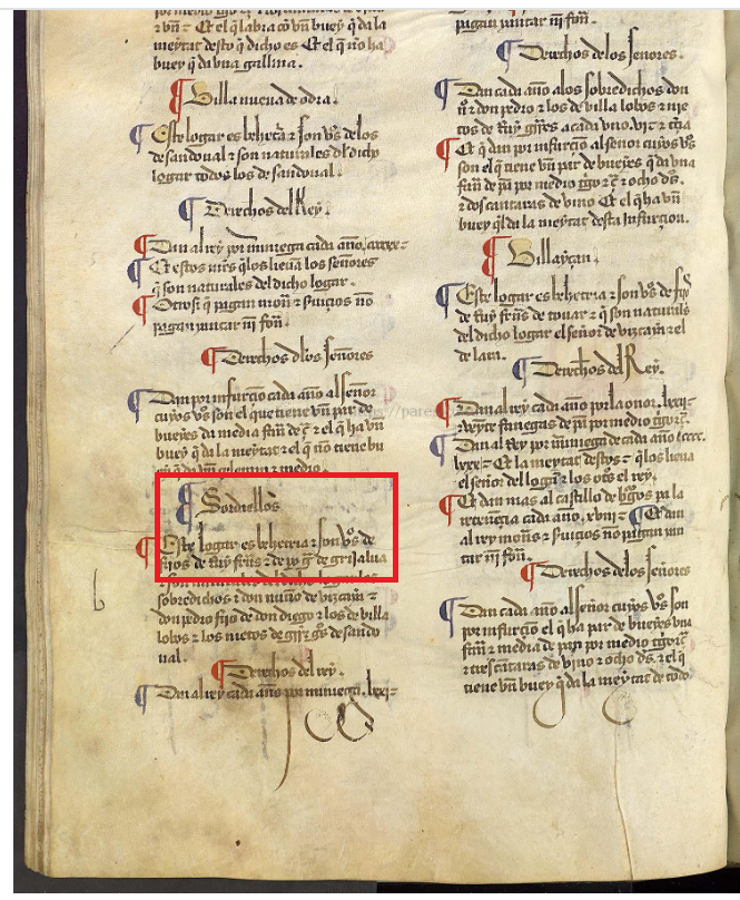 "Sordiellos. Este logar es behetria...", Merindad VI. Merindad de Villadiego, ca. 1351. Copia de 1475-1499. ARCHV, PARES.