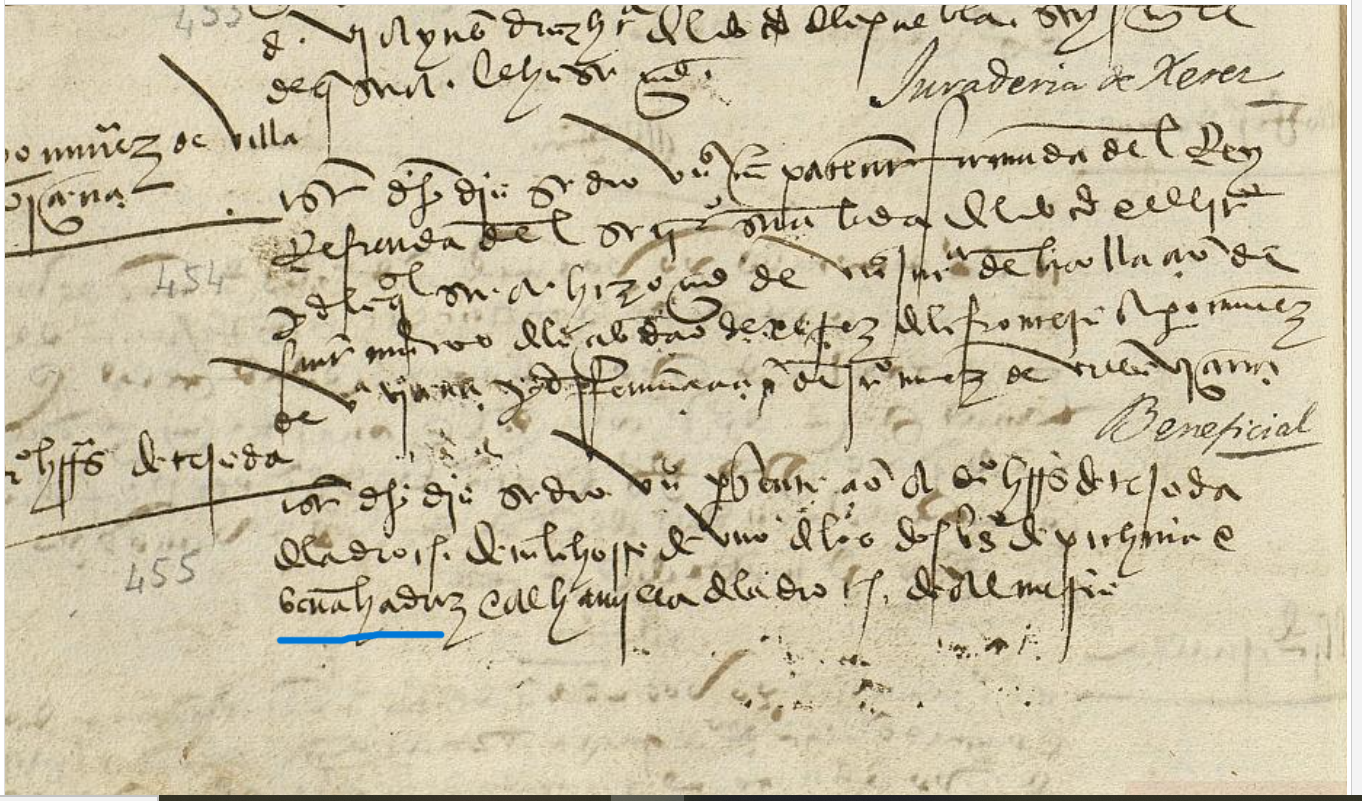 "Benahaduz", Presentación de Diego Hernández de Tejada a un beneficio en Almería, 1505, AGS, PARES.