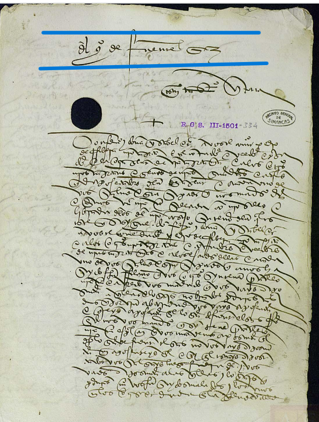 "A C(oncejo) de Fuentel Saz...", Para que no se haga un aposentamiento en Fuente el Saz [de Jarama], 1501, AGS, PARES.