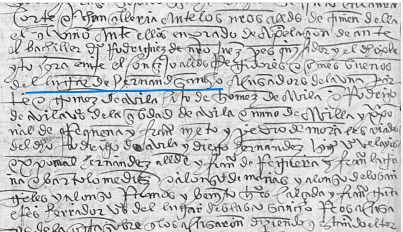 "...lugar de Hernandsancho....", Ejecutoria del pleito litigado por el fiscal y el concejo, justicia y regimiento de Hernansancho, con Gómez Dávila y consortes, 1529, ARCHV, PARES.