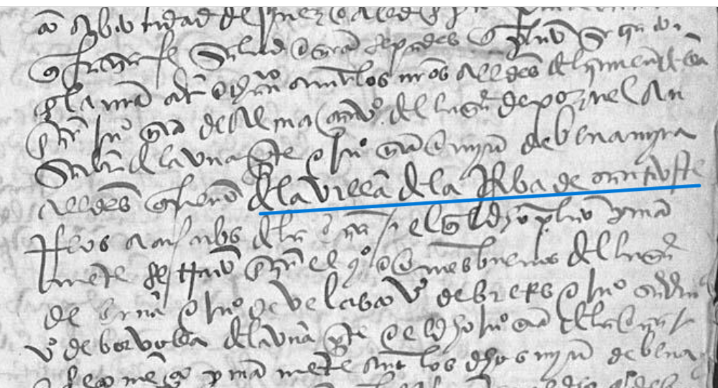"...de la villa de La Rriba de Santiuste...",Ejecutoria del pleito litigado por Juan García de Almazán, vecino de Pozuel de Ariza (Zaragoza), con Juan García y Martín de Benamira, vecinos de Riba de Santiuste, 1524, ARCHV, PARES.