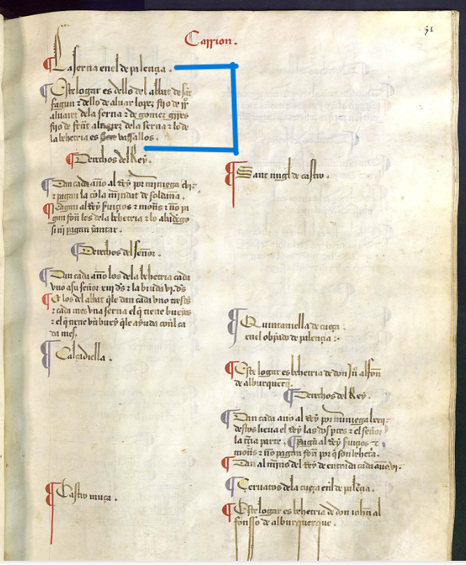 "La Serna. En el de Palençia. Este logar es dello del abad de Sant Fagun e dello behetria de Aluar Lopez....", Merindad V, Merindad de Carrión, 1252, Libro Becerro de las Behetrías. Copia de 1475-1499, ARCHV, PARES.