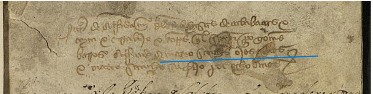 "...a Mateo de Ojos Albos....", Escritura de arrendamiento de las dehesas de Calabazas, Ahín, Torres y Corralejo (Toledo) otorgada por Pedro Gómez Barroso y Aldonza de Ribera a favor de Mateo Sánchez de Ojos-Albos y su hijo, 1468, AHNOB, PARES.