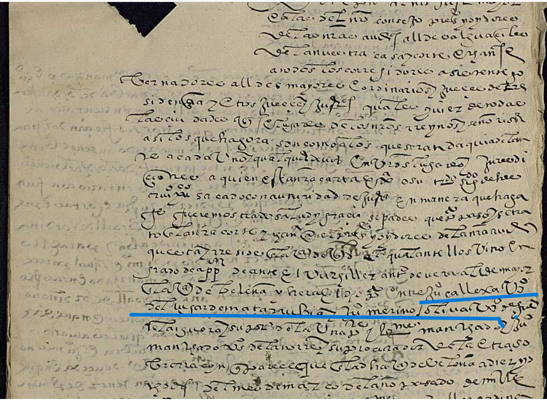 "...Ju(an) Callexa v(e)z(in)o del lugar de Matarrubia y Ju(an) Merino Oliva v(e)z(in)o de....", Ejecutoria del pleito litigado por Juan Calleja, vecino de Matarrubia (Guadalajara), 1584, ARCHV, PARES