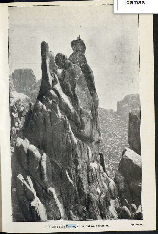 El "Risco de las Damas", en la Pedriza posterior, en la obra de C. Bernardo de Quirós, 1921. 