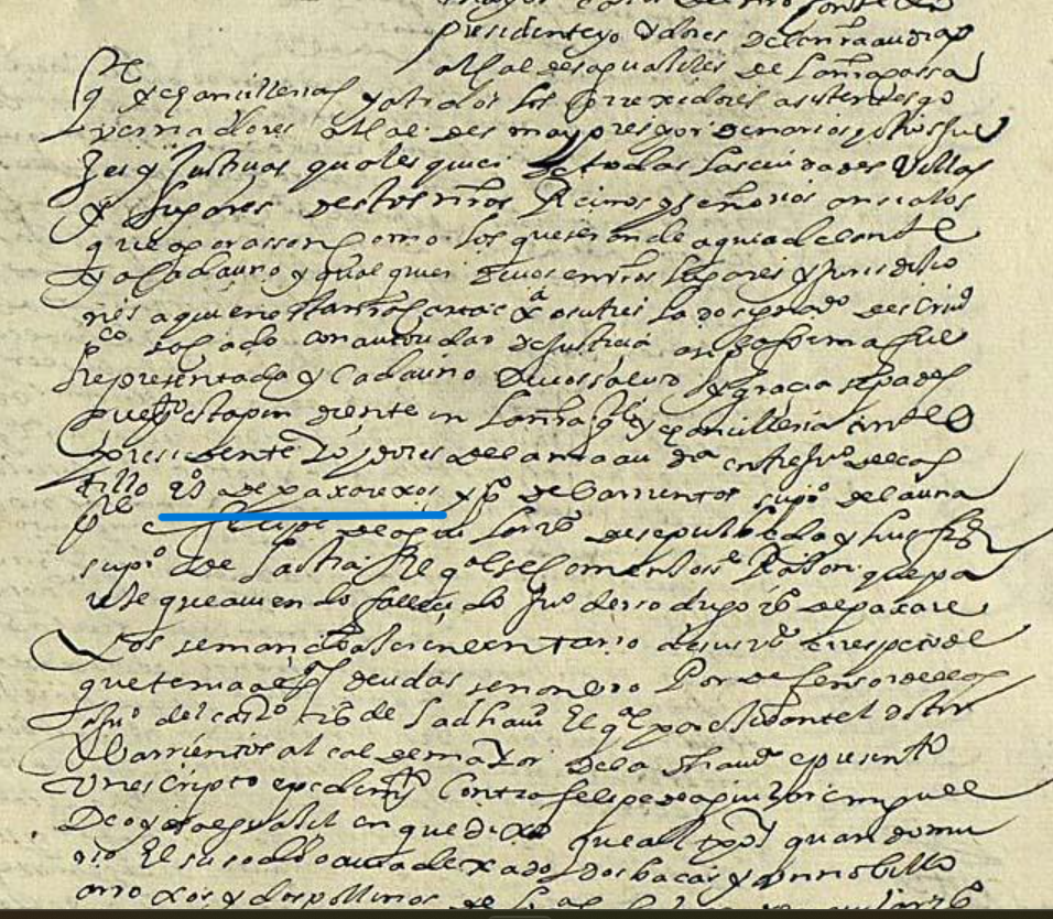 "...v(e)z(in)o de Paxarexos...", Ejecutoria del pleito litigado por Juan del Castillo, vecino de Pajarejos con Felipe de Aguilar, vecino de Sepúlveda (Segovia), 1622, ARCHV, PARES.