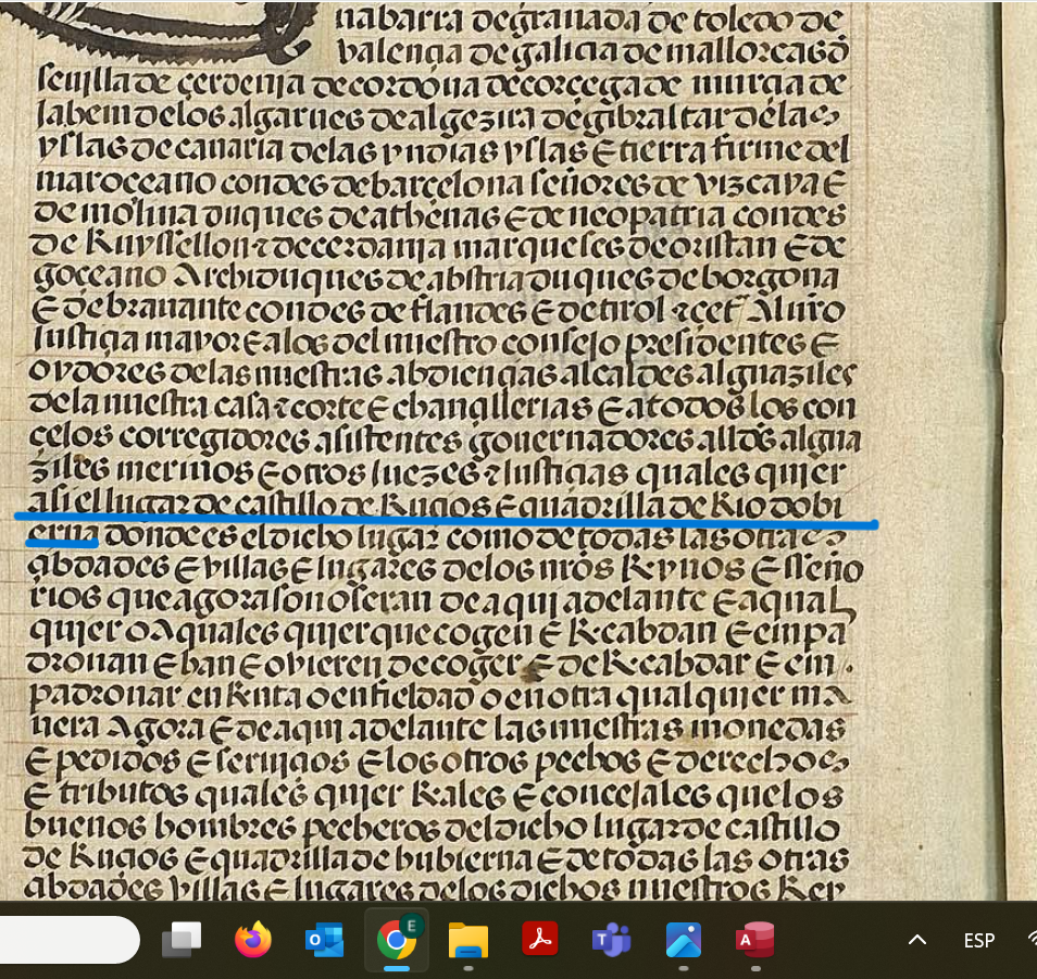 "...asi el lugar de Castillo de Rucios e quadrilla de rio Dobierna....", Ejecutoria de hidalguía a favor de Bartolomé García, vecino de Castrillo de Rucios, 1538, ARCHV, PARES.