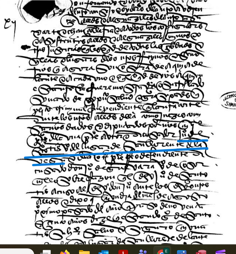 "...Ju(an) de S(a)ntotis, v(ecin)o de lugar de San Llorente de la Vega....", Ejecutoria de la sentencia pronunciada a favor de Juan de Santotis, vecino de San Llorente de la Vega, en el pleito criminal tratado contra don Juan de Guevara, vecino de Osornillo, 1498, AGS, PARES.
