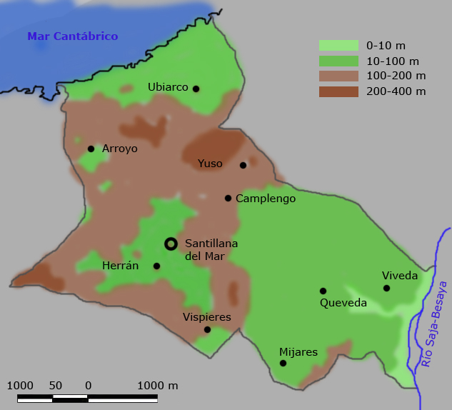 Núcleos de población de Santillana del Mar (Fuente: De Dagane - Trabajo propio, CC BY-SA 3.0)