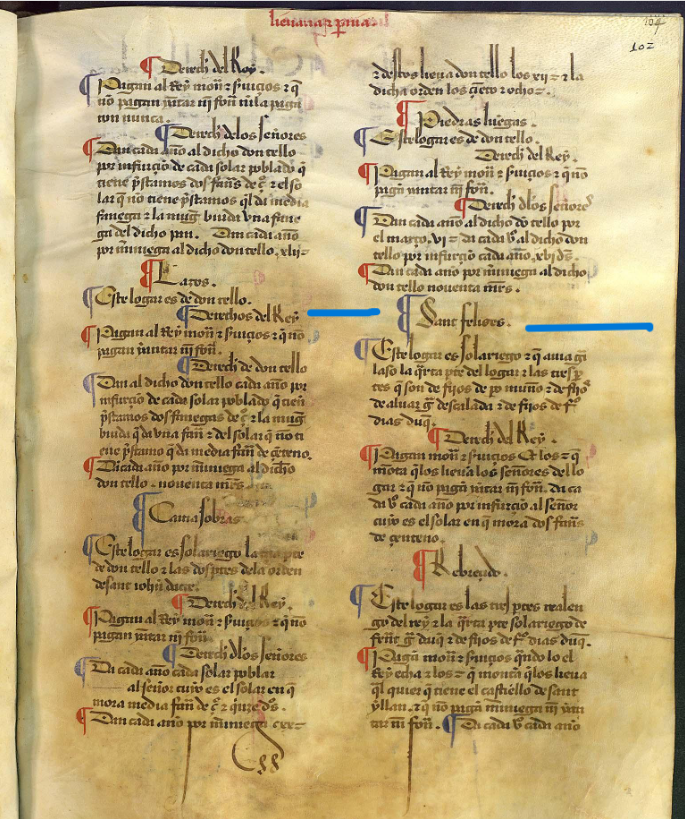 Sant Felizes. Este logar es solariego. Becerro de las Behetrías, Copia de 1475-1499, ARCHV, PARES.