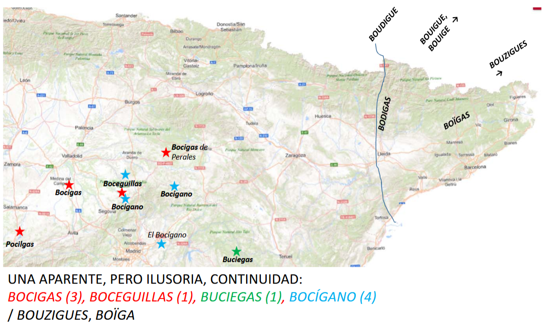 Topónimos mayores del tipo Bociga