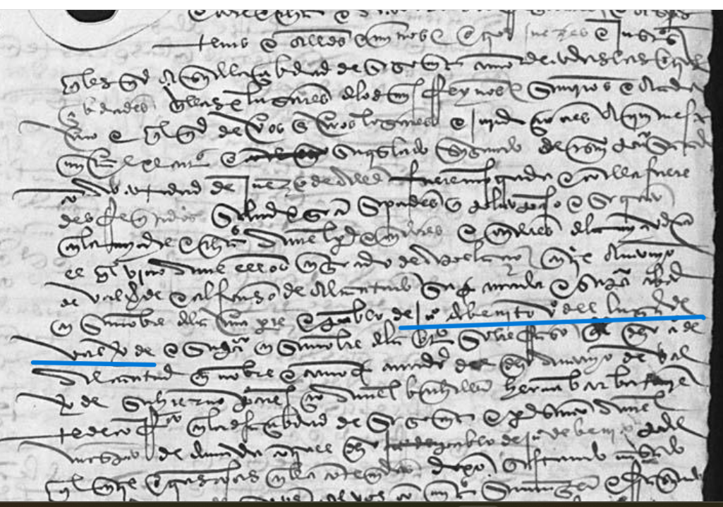"...de Ju(an) de Benito v(ecin)o del lugar de Valverde...", Ejecutoria del pleito litigado por Antonio de Valverde, vecino de Segovia, con Pablo de Juan de Benito, vecino de Valverde de Majano , sobre posesión de los bienes y herencia de Antonio de Sotosalbos, 1510,  ARCHV, PARES.