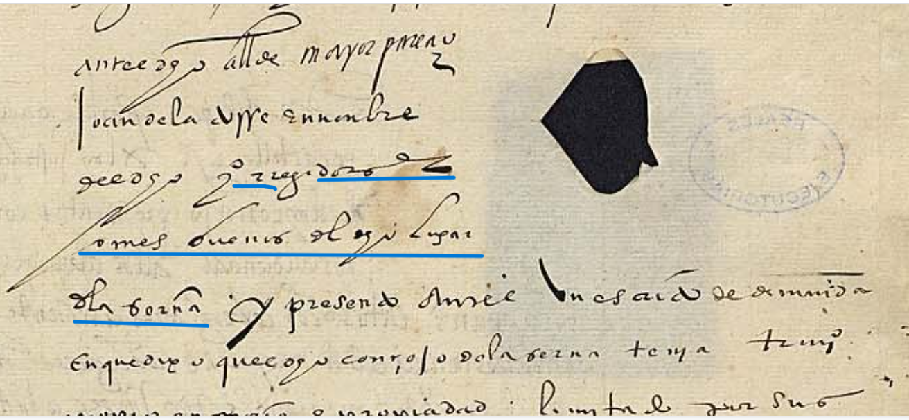 "..y regidores y omes buenos....del lugar de La Serna...", Ejecutoria del pleito litigado por el monasterio de Nuestra Señora de la Vega, orden de San Bernardo, en Renedo de la Vega (Palencia), y el concejo, justicia y regimiento de dicho lugar, con el concejo, justicia y regimiento de La Serna (Palencia), 1557, ARCHV, PARES.