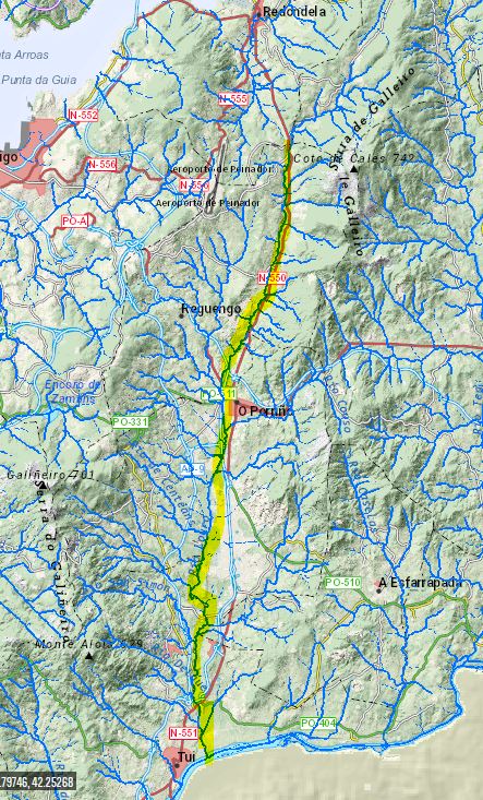 Río Louro (Tui). (Información xeográfica de Galicia, Xunta de Galicia)