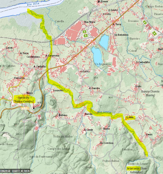 Río Louro (Valga). Información xeográfica de Galicia, Xunta de Galicia)